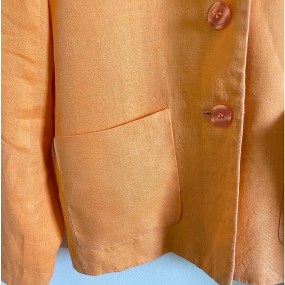 Vintage Washed Tangerine Irish Linen Blazer - Picture 6 of 7